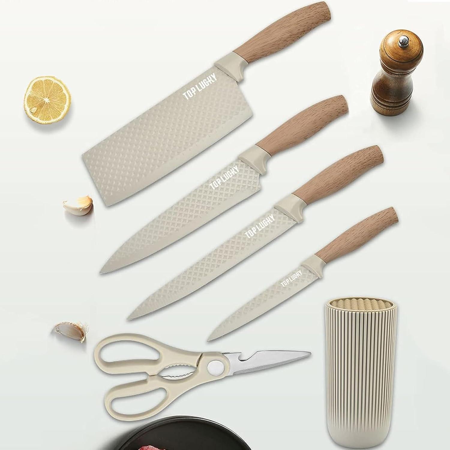 6-teiliges scharfes Küchenmesser-Set, rutschfester Block