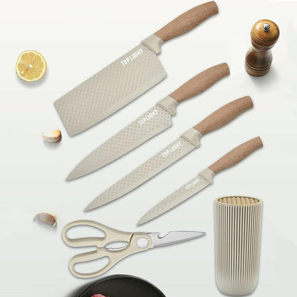 6-teiliges scharfes Küchenmesser-Set, rutschfester Block