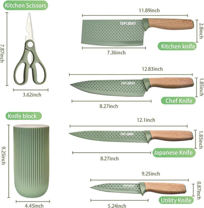Schwarzes 6-teiliges Küchenmesser-Set mit Antihaftbeschichtung