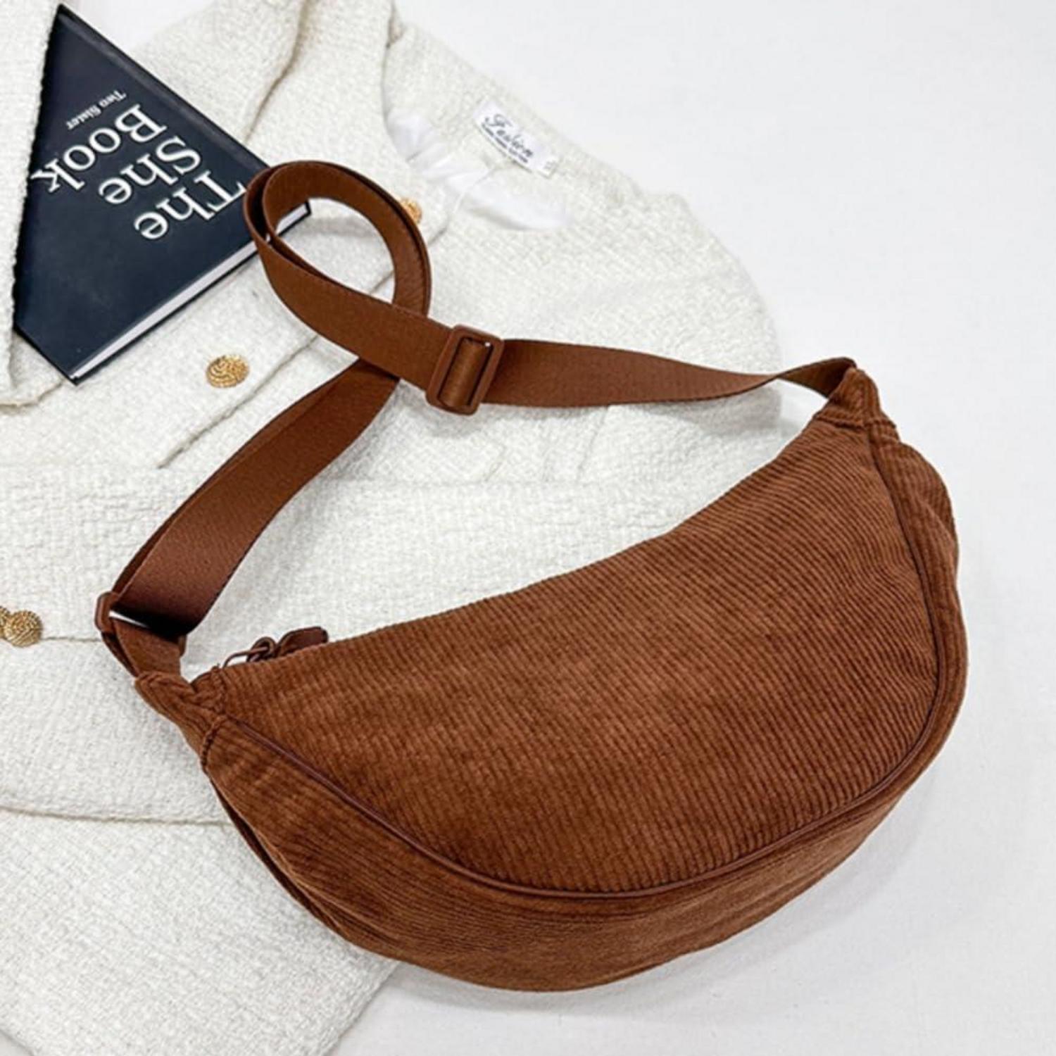 Modische Halbmond Crossbody Schultertasche Reißverschluss