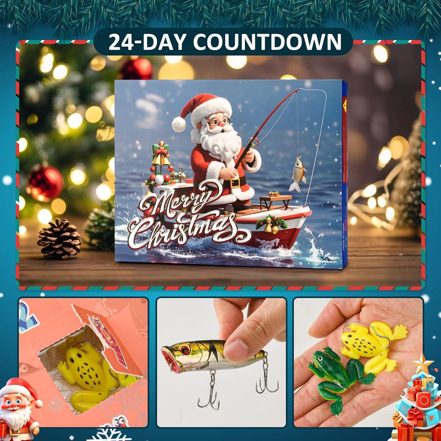 Adventskalender 2024 Angeln Köder Set 24-teilig Angelzubehör Countdown