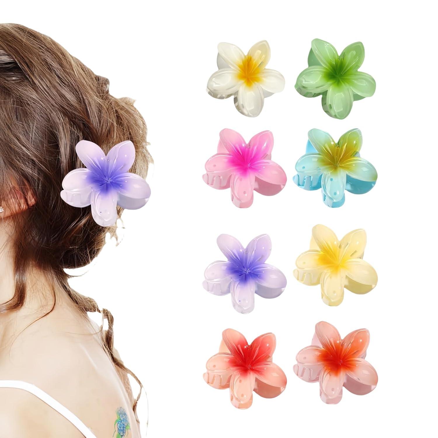 Blumen-Haarklammern 8 Stück Acryl Hair Clips Hawaii Haarspangen