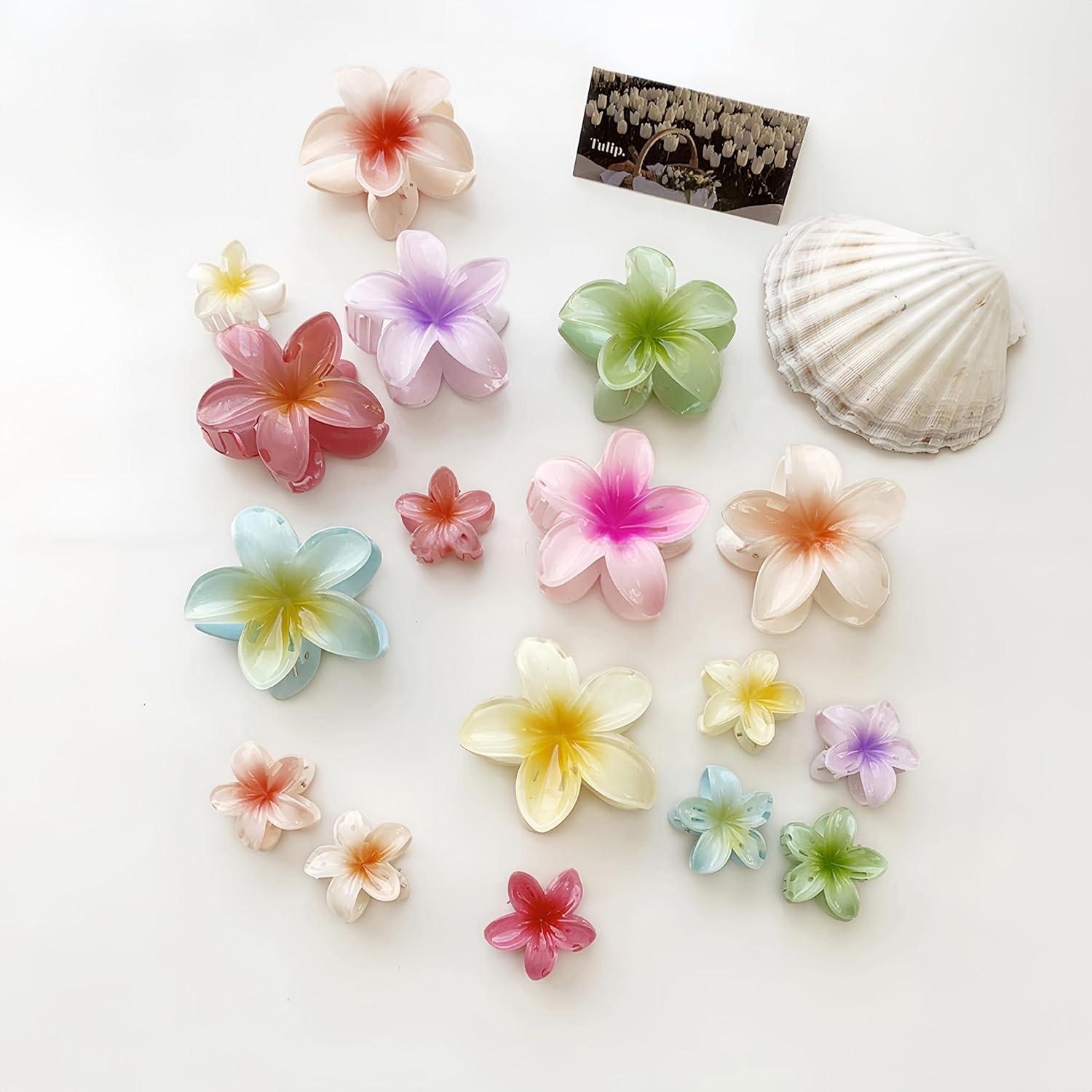 8 Blumen-Haarklammern Flower Hair Clips Acryl Haarspange Rutschfest