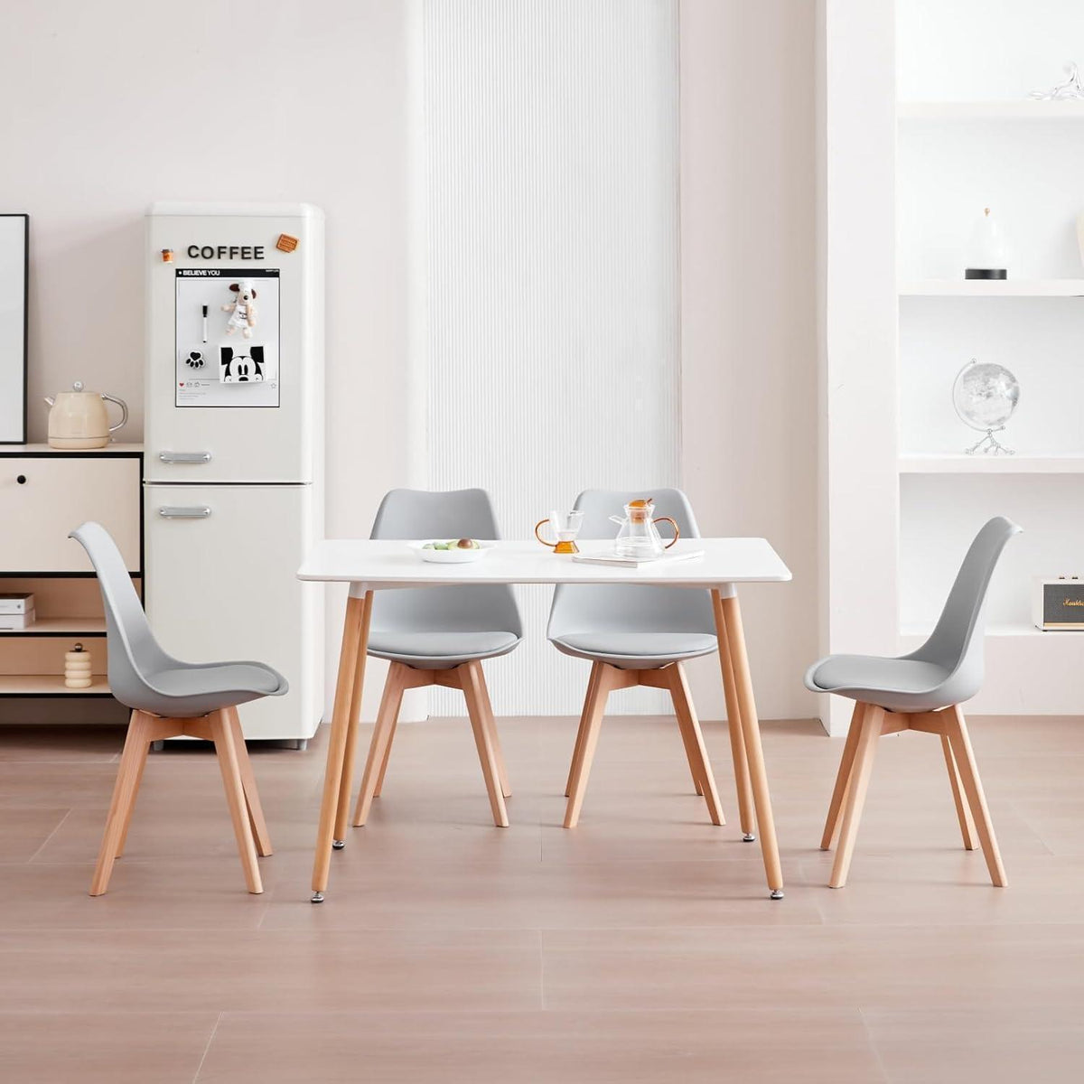 8 Esszimmerstühle Nordic Grau – Massivholz Buche