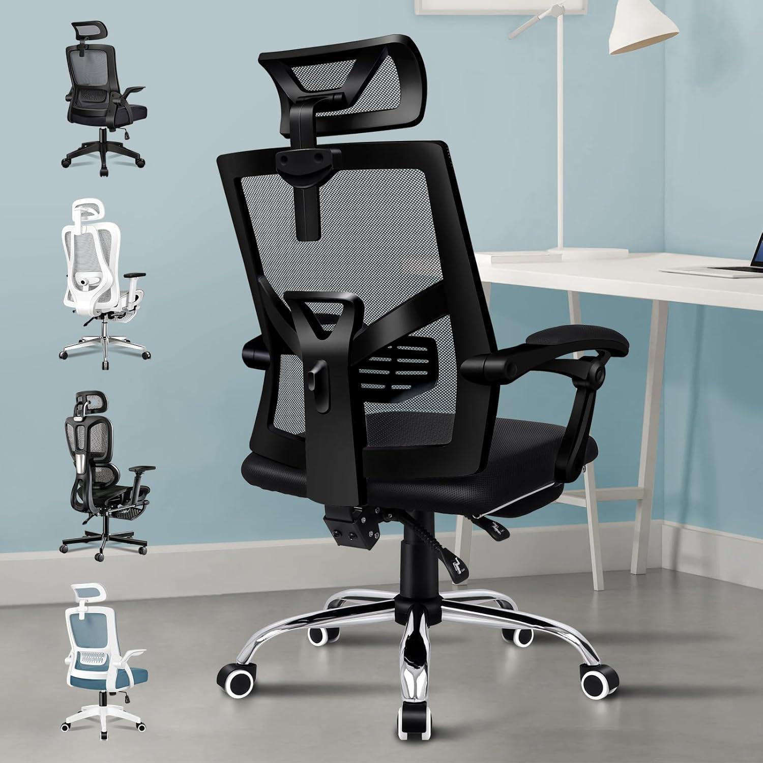 Ergonomischer Netz-Bürostuhl mit hoher Rückenlehne und verstellbaren