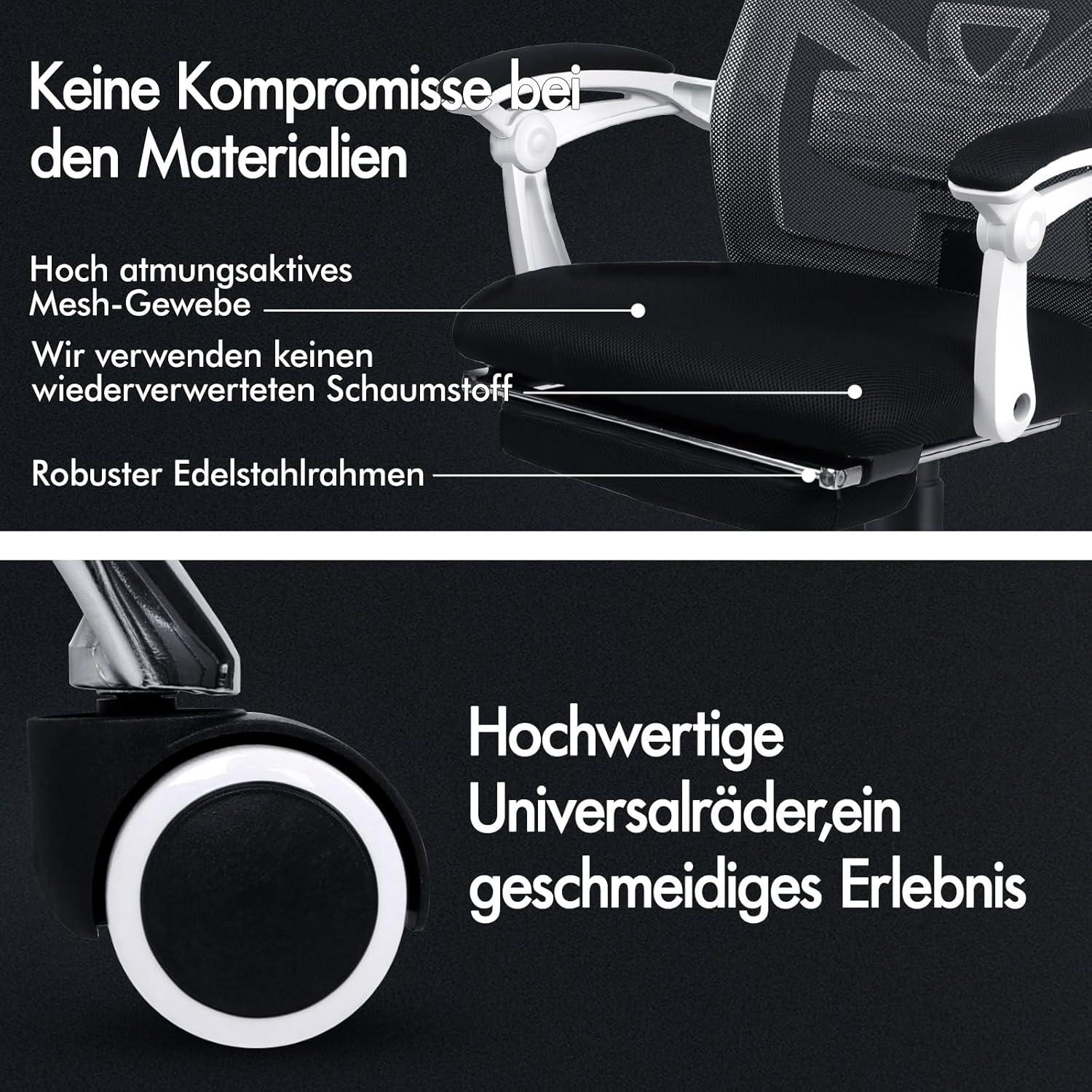 ALFORDSON Bürostuhl Schwarz Netzgewebe ergonomisch höhenverstellbar 180 kg