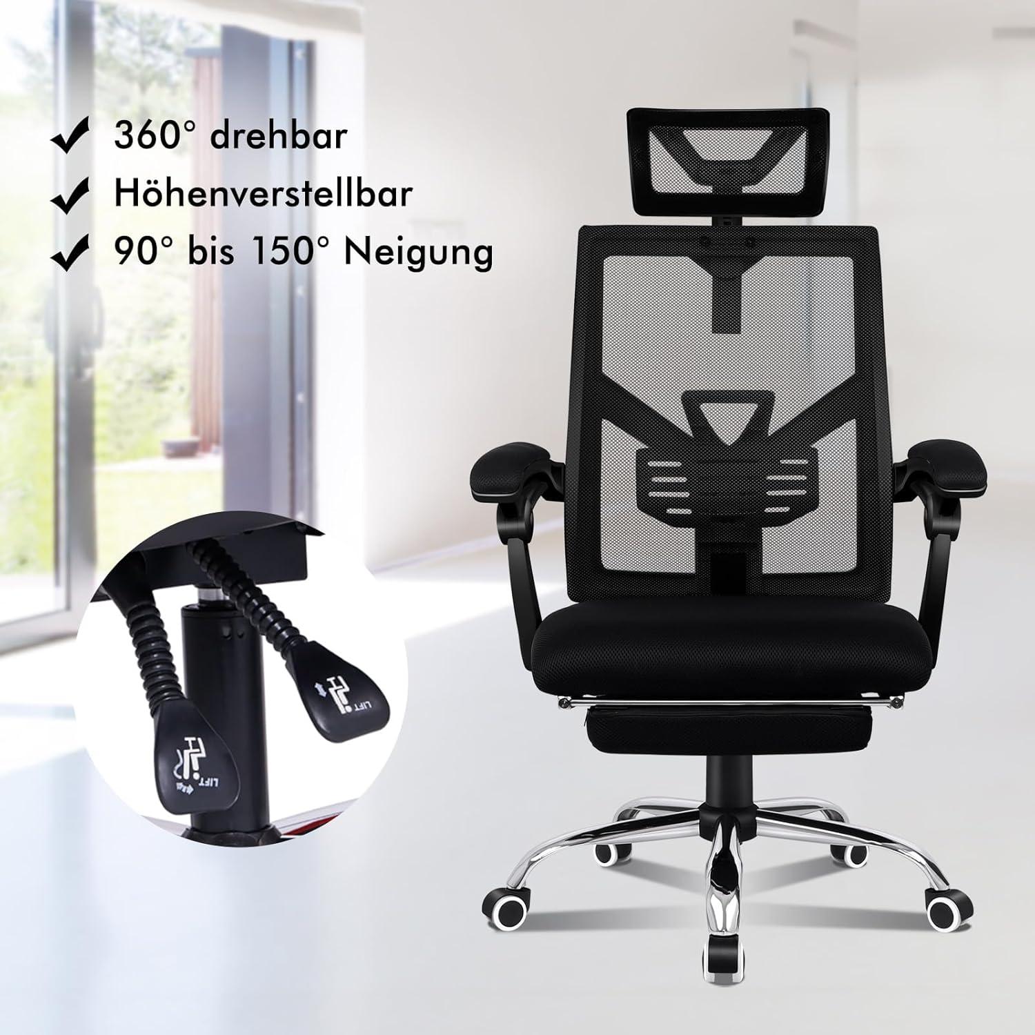 ALFORDSON Ergonomischer Netz-Bürostuhl 150° Neigung Gaming-Stuhl
