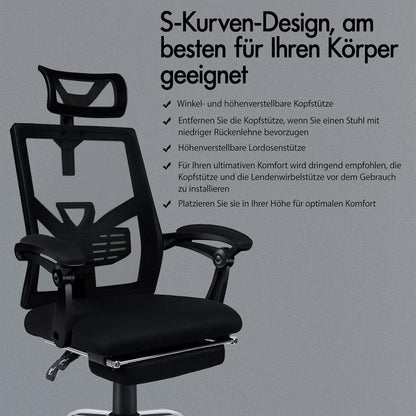 Bürostuhl Netzgewebe 150° Neigung SGS Gasdruckfeder Chefsessel Gaming