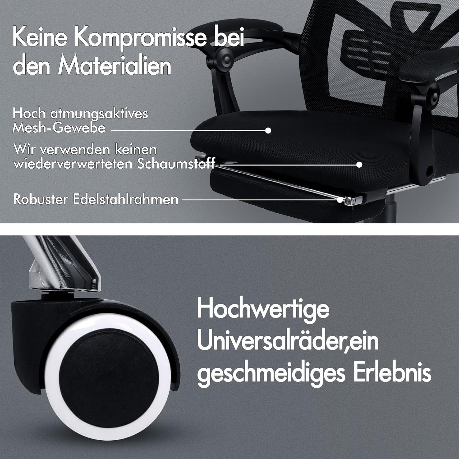 Ergonomischer Netz-Bürostuhl 150° Neigung SGS-Gasdruckfeder