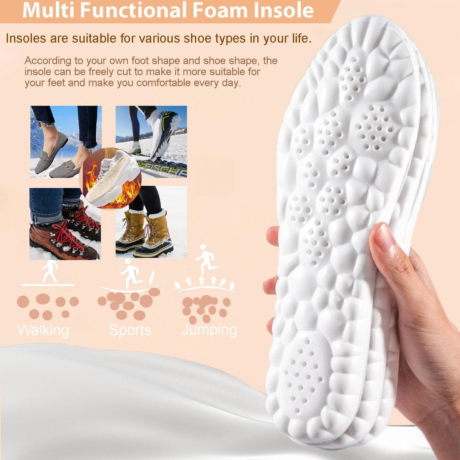 Thermoeinlegesohle Winter Herren Damen 3D PU Schaum U-Form Innensohle Teddy Stoff wärmende Fußsohle