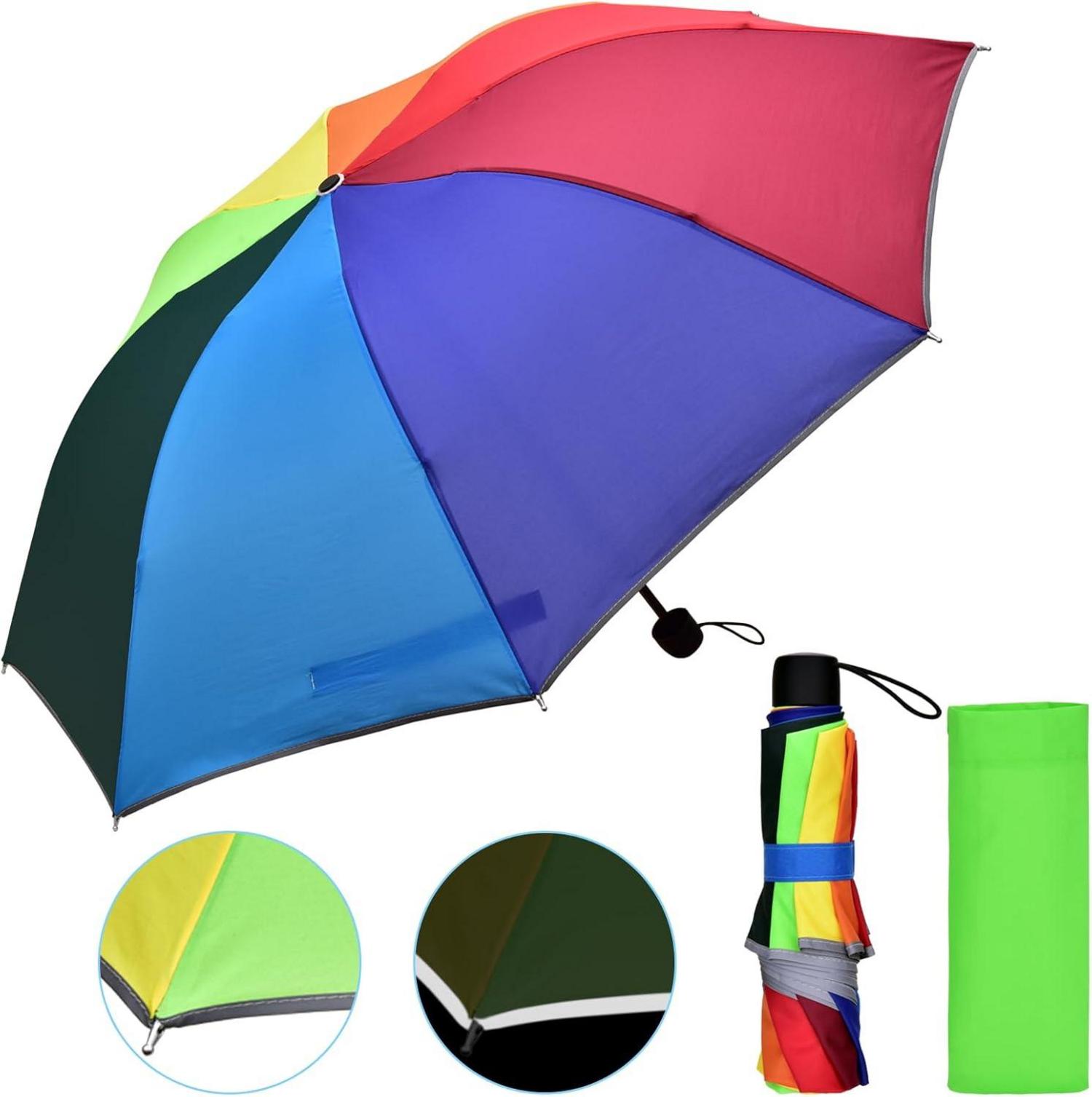 Kinder Regenschirm Regenbogen Reflektierend Taschenschirm Teflon 210T