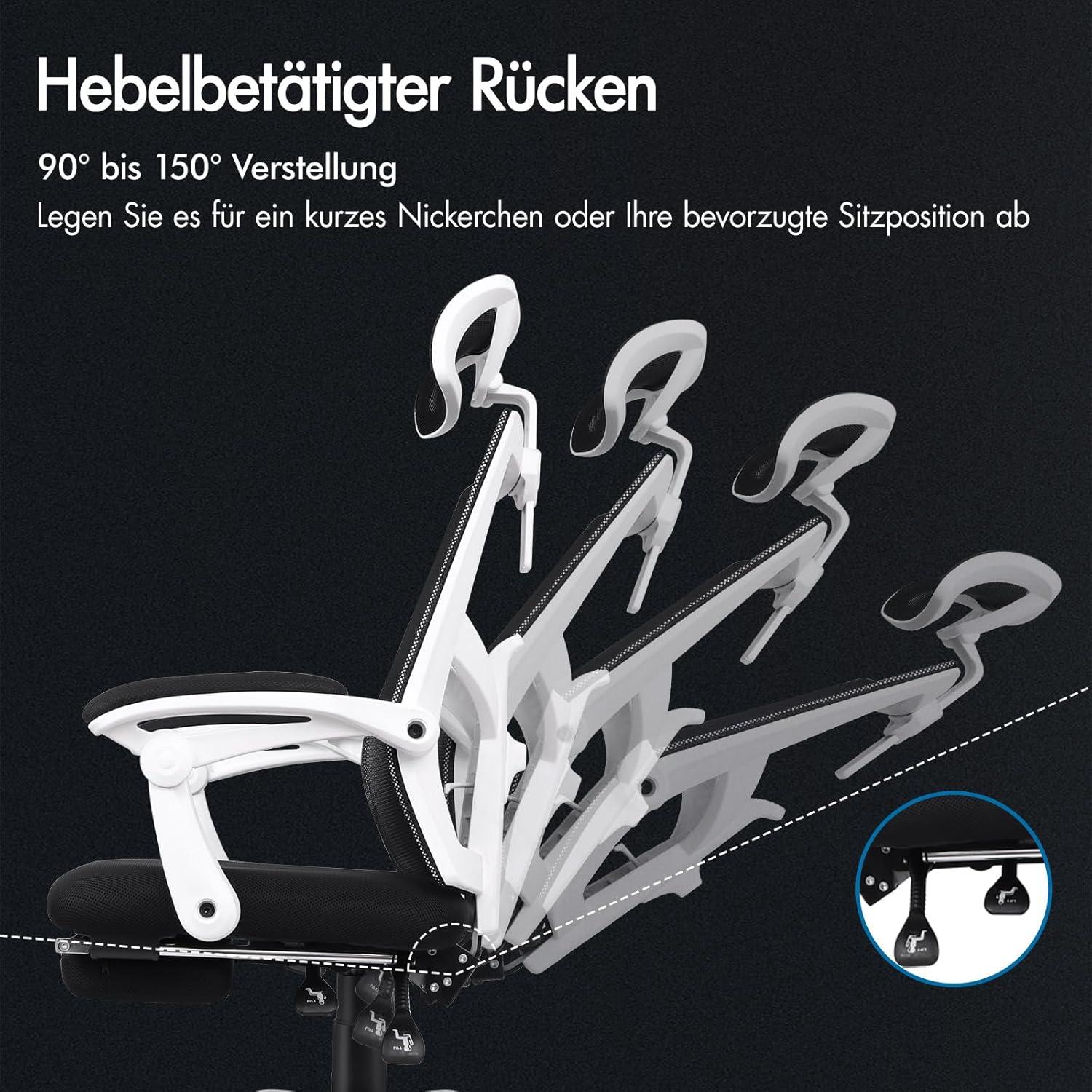 Ergonomischer Schreibtischstuhl Schwarz Brad - Gaming-Stuhl 180 kg
