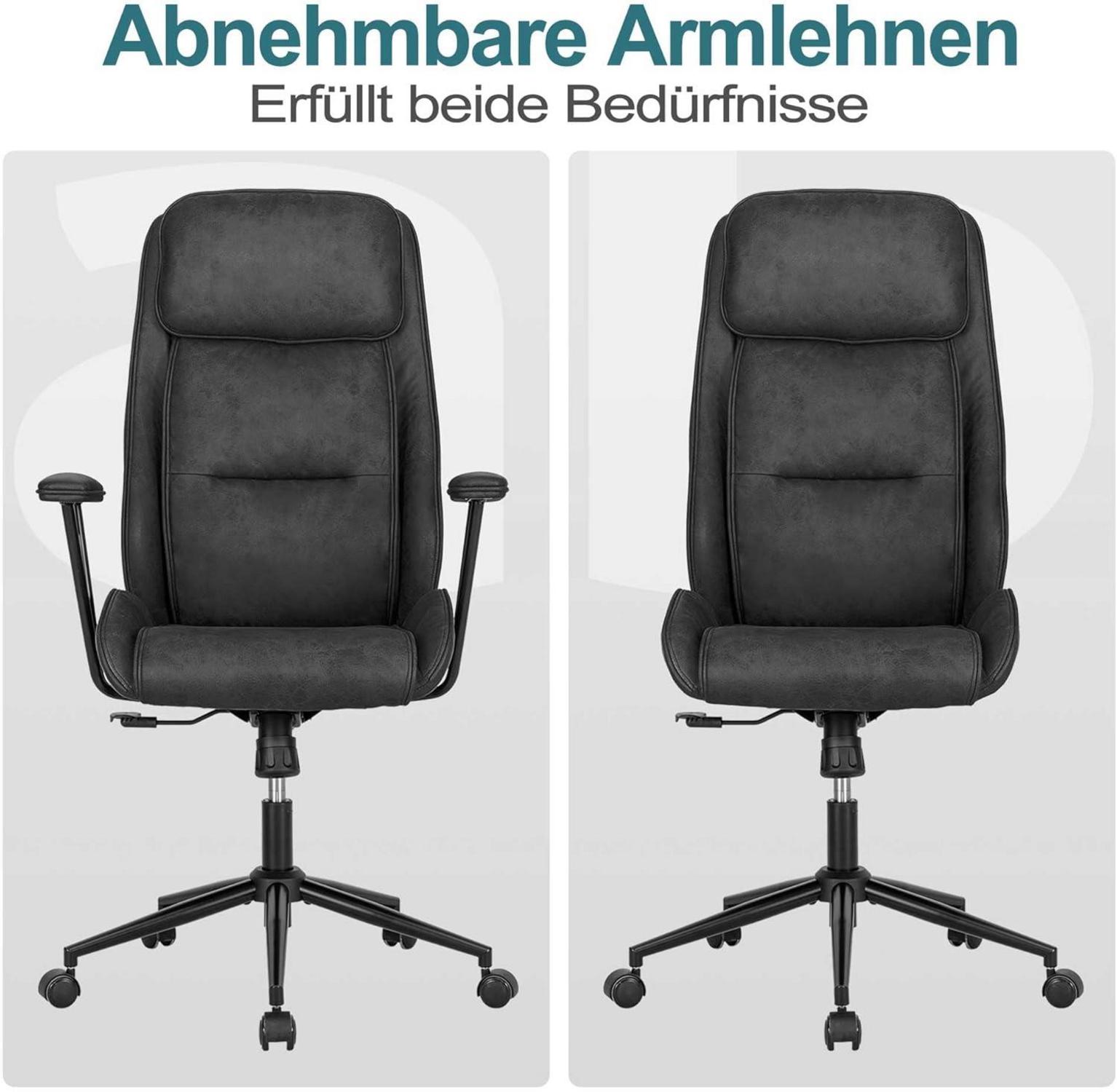 Ergonomischer Bürostuhl mit Kopfstütze Wippfunktion Schwarz Bis 150 kg