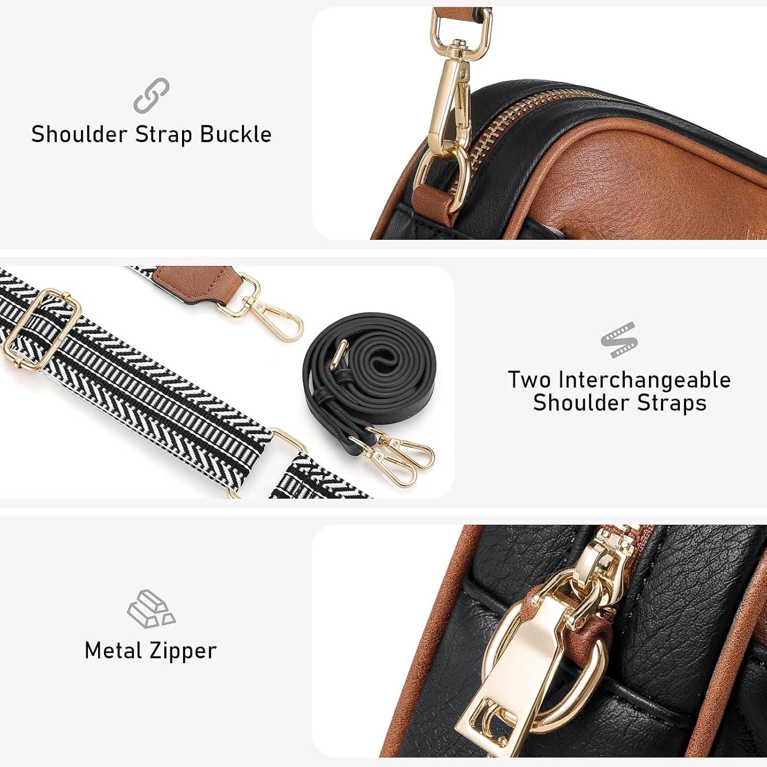 Bagsure Umhängetasche Damen Crossbody Leder Schultertasche gestepptes Design