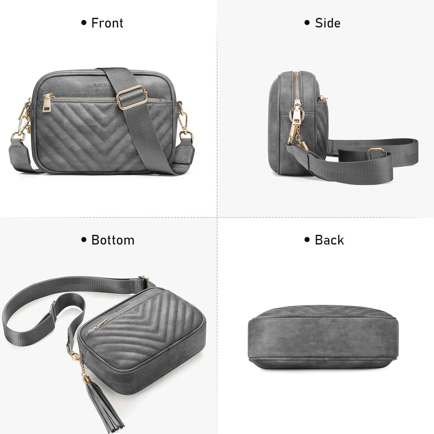 Umhängetasche Damen Crossbody Schultertasche Leder gesteppt