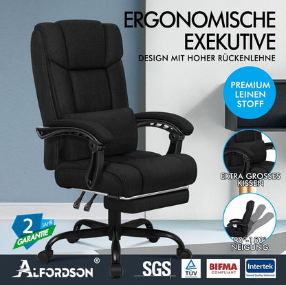 Moderner Alfordson Bürostuhl mit Hochlehner und Liegefunktion, Schwarz