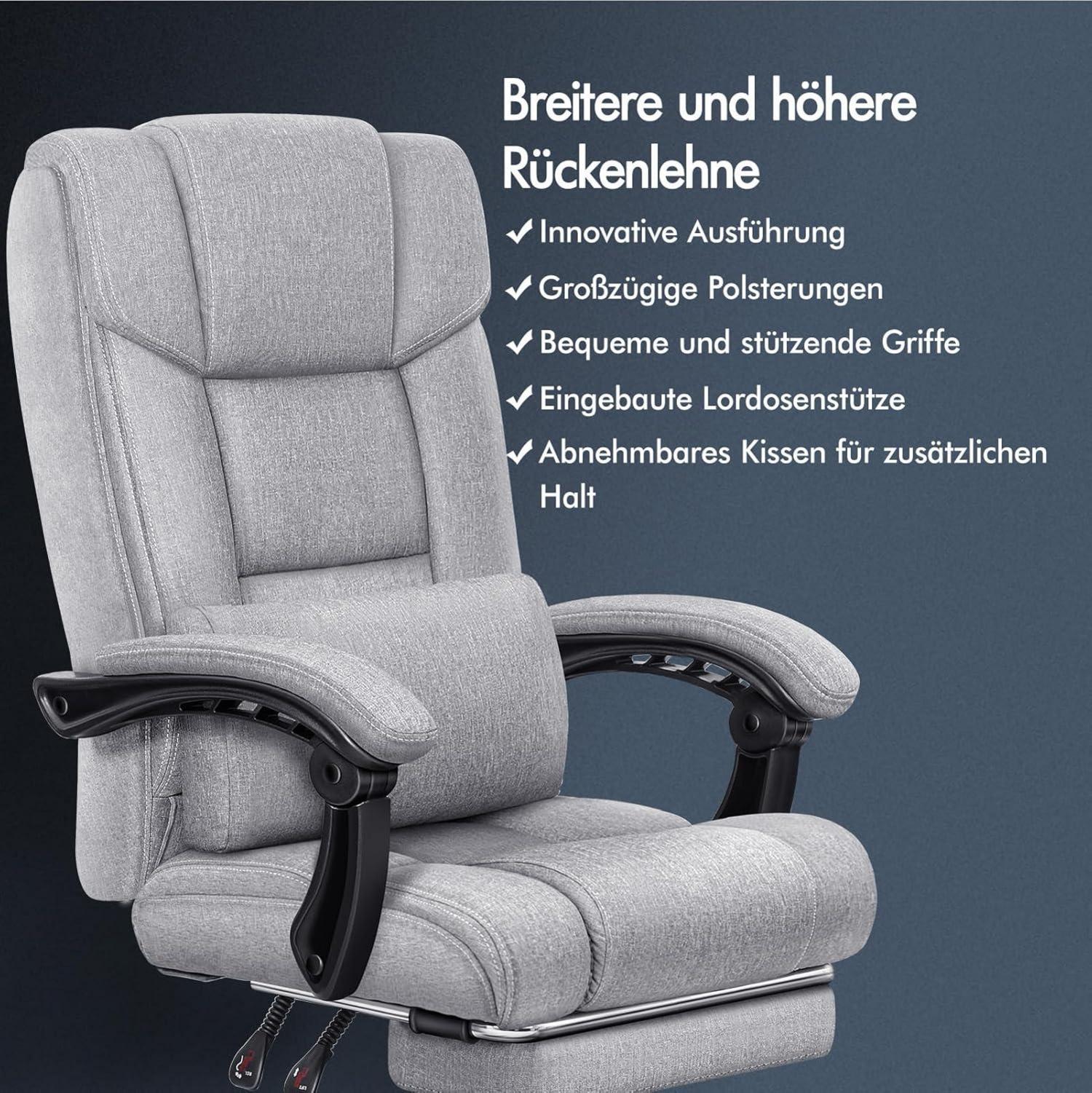Ergonomischer Bürostuhl mit hoher Rückenlehne und Netzgewebe - Grau