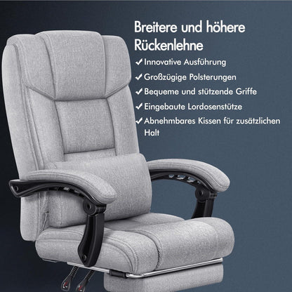Ergonomischer Bürostuhl mit hoher Rückenlehne und Netzgewebe - Grau