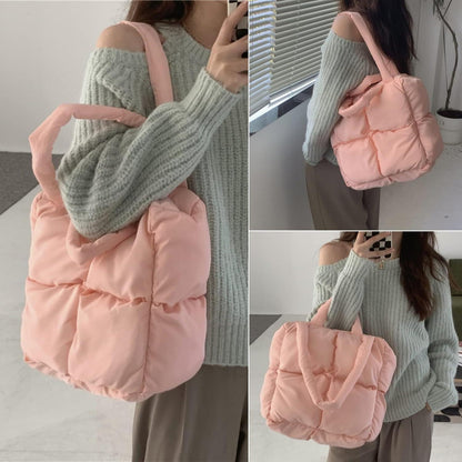 Gesteppte Puffer Tragetasche Glänzend Damen Schultertasche Nylon Aesthetic