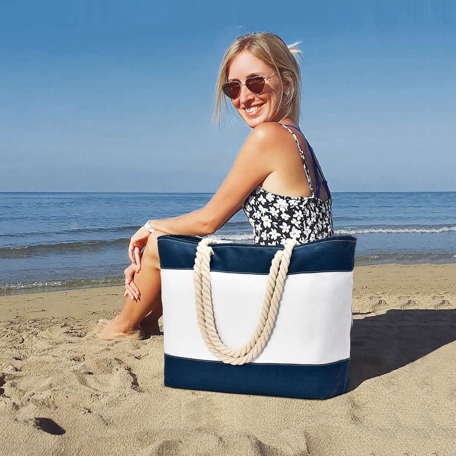 Strandtasche Groß Tote Damen Wasserdicht Weekender XXL Initialen Chic