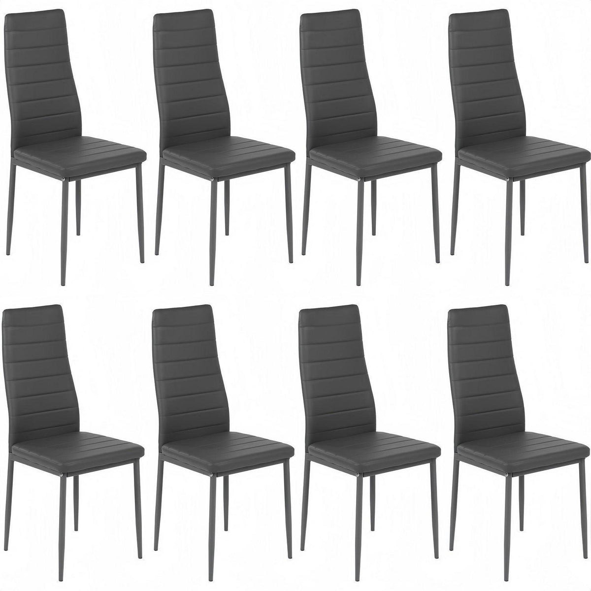 Esszimmerstühle Set 8 Grau –, Robust & Ergonomisch in Lederoptik