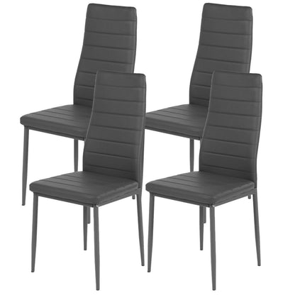 Esszimmerstühle Set 4x Grau –, Hohe Lehne & Robust in Lederoptik