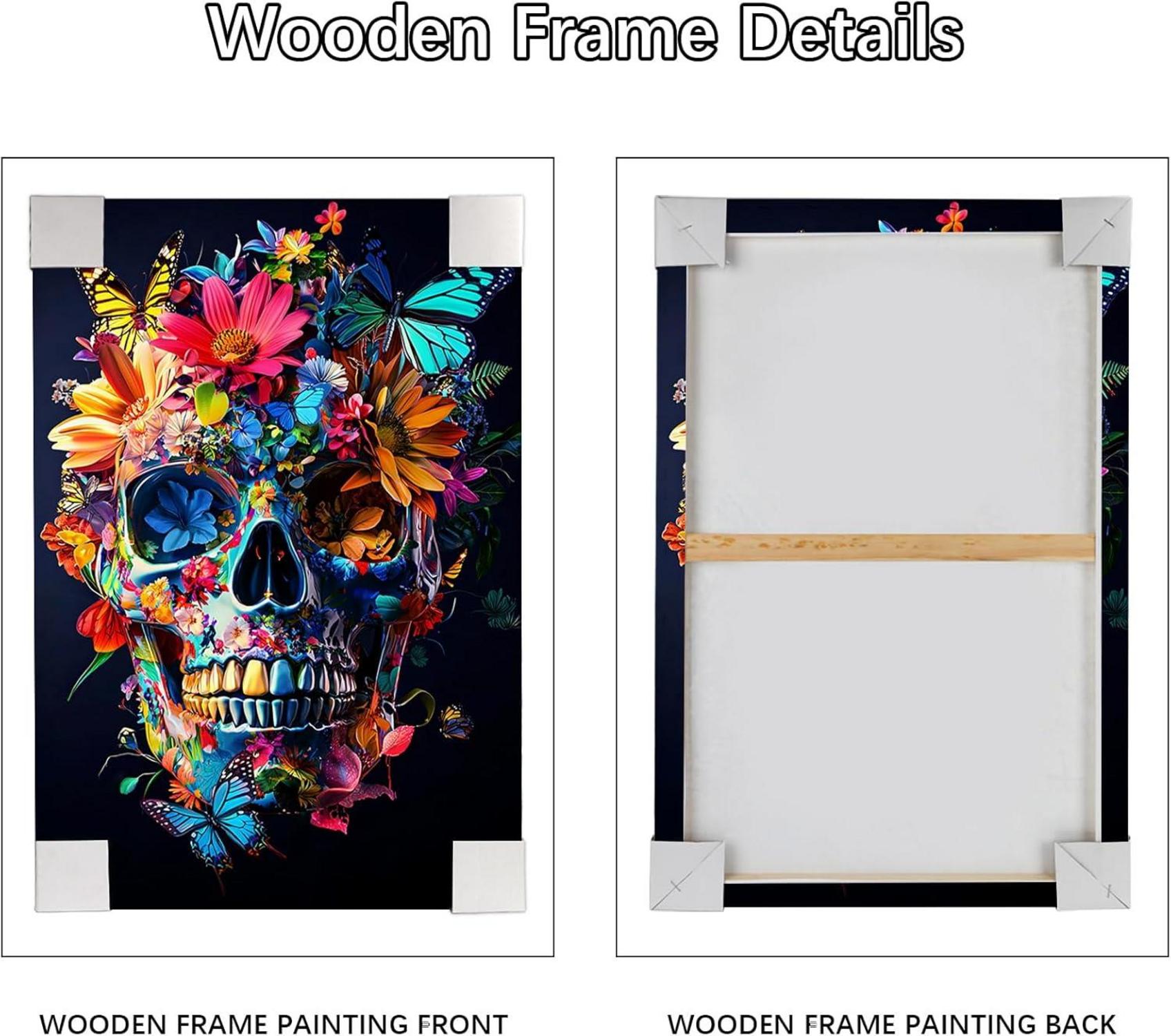 Chrysantheme Totenkopf Leinwand Bild Rahmen 30x40cm Blumen Wandkunst