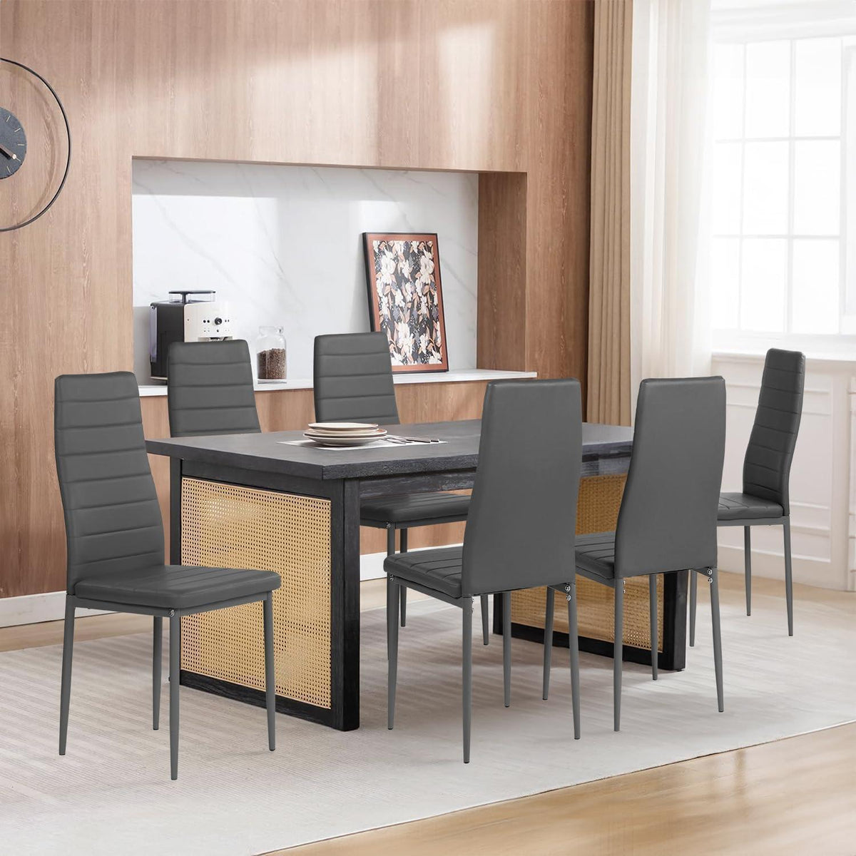 Esszimmerstühle 6er Set Grau –, Robust & Ergonomisch in Lederoptik