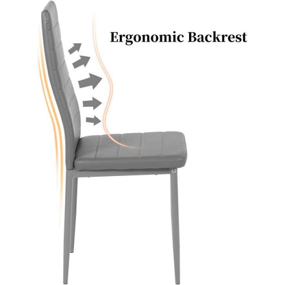 Esszimmerstühle 6er Set Grau –, Robust & Ergonomisch in Lederoptik