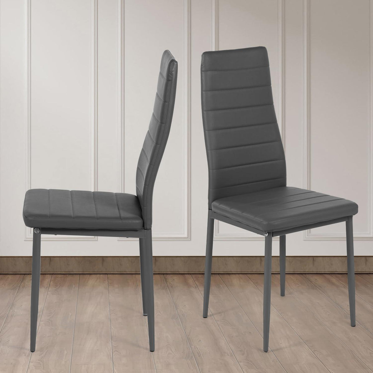 Esszimmerstühle 6er Set Grau –, Robust & Ergonomisch in Lederoptik