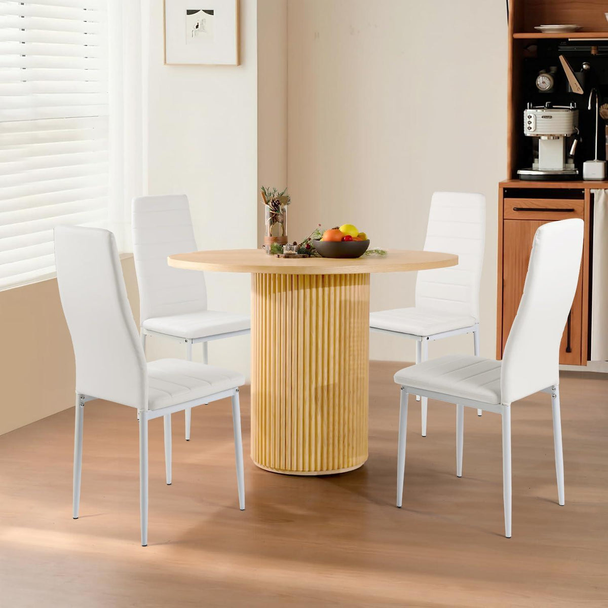 Esszimmerstühle 4er Set, Weißes, SGS-geprüft in Lederoptik