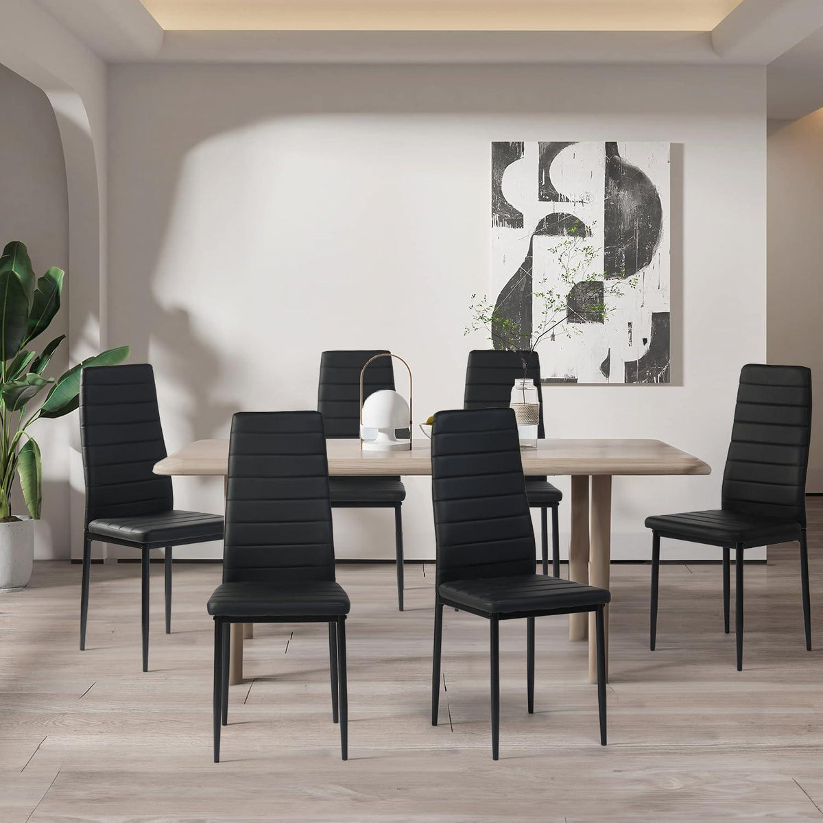 Esszimmerstühle 8er Set Schwarz –, Robust & Ergonomisch in Lederoptik
