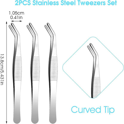 Pinzettenset Edelstahl Spitz & Abgewinkelt 3er Set DIY