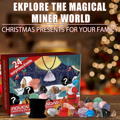 Adventskalender 2024 Mineralien Edelsteine Rock 24 Türchen Mädchen Jungen Rot