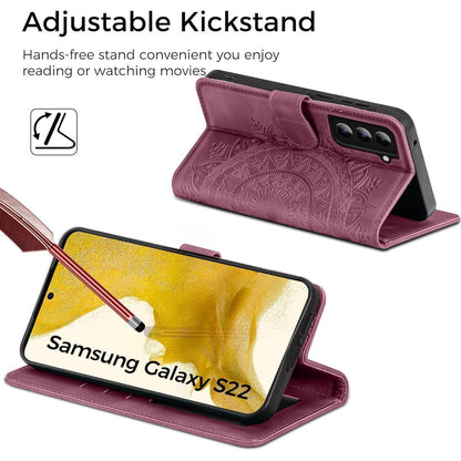 Samsung Galaxy S22 Klapphülle Rot mit Kartenfach & Standfunktion in Lederoptik