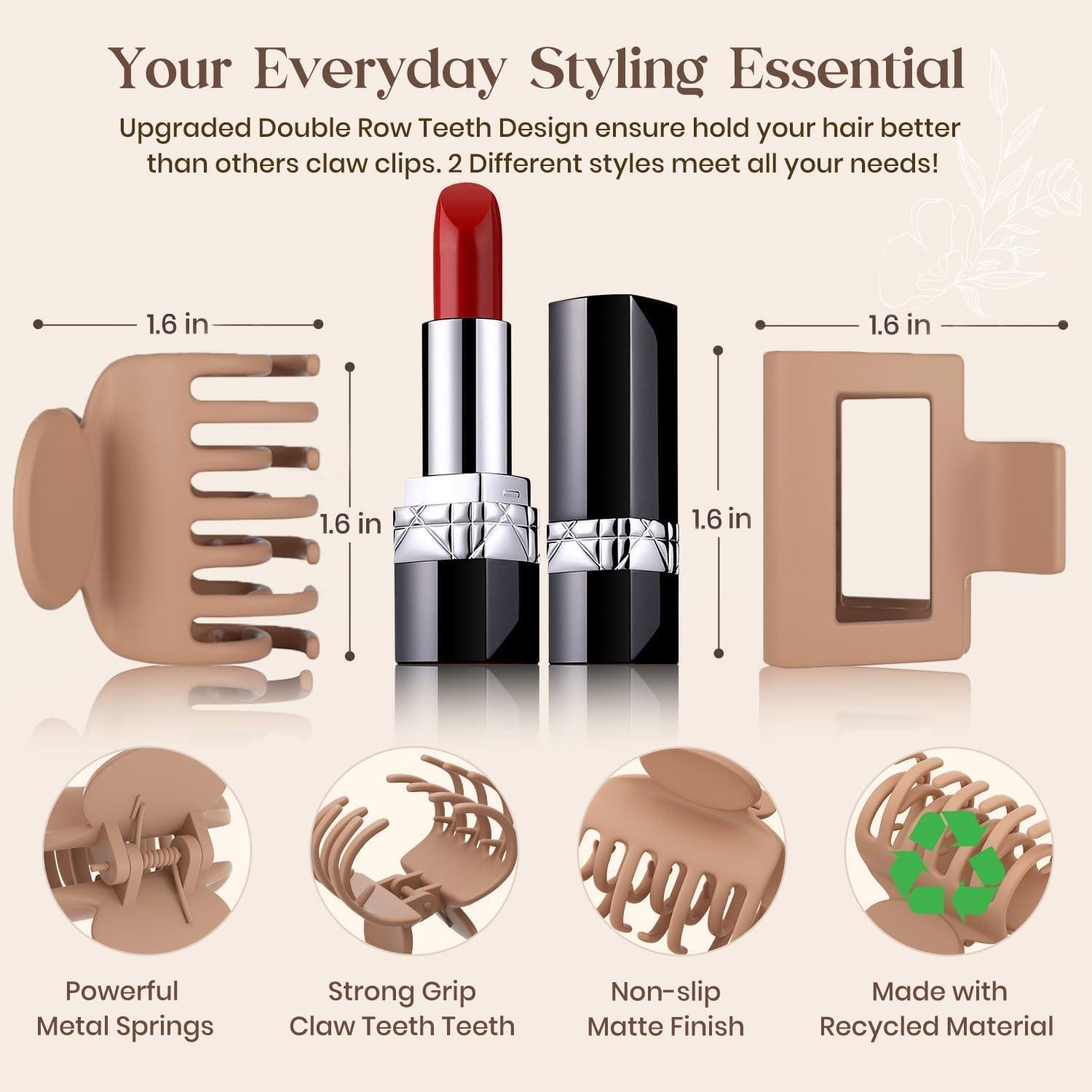 8-teiliges Haarklammer-Set für Damen - rechteckige matte