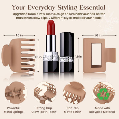 8-teiliges Haarklammer-Set für Damen - rechteckige matte