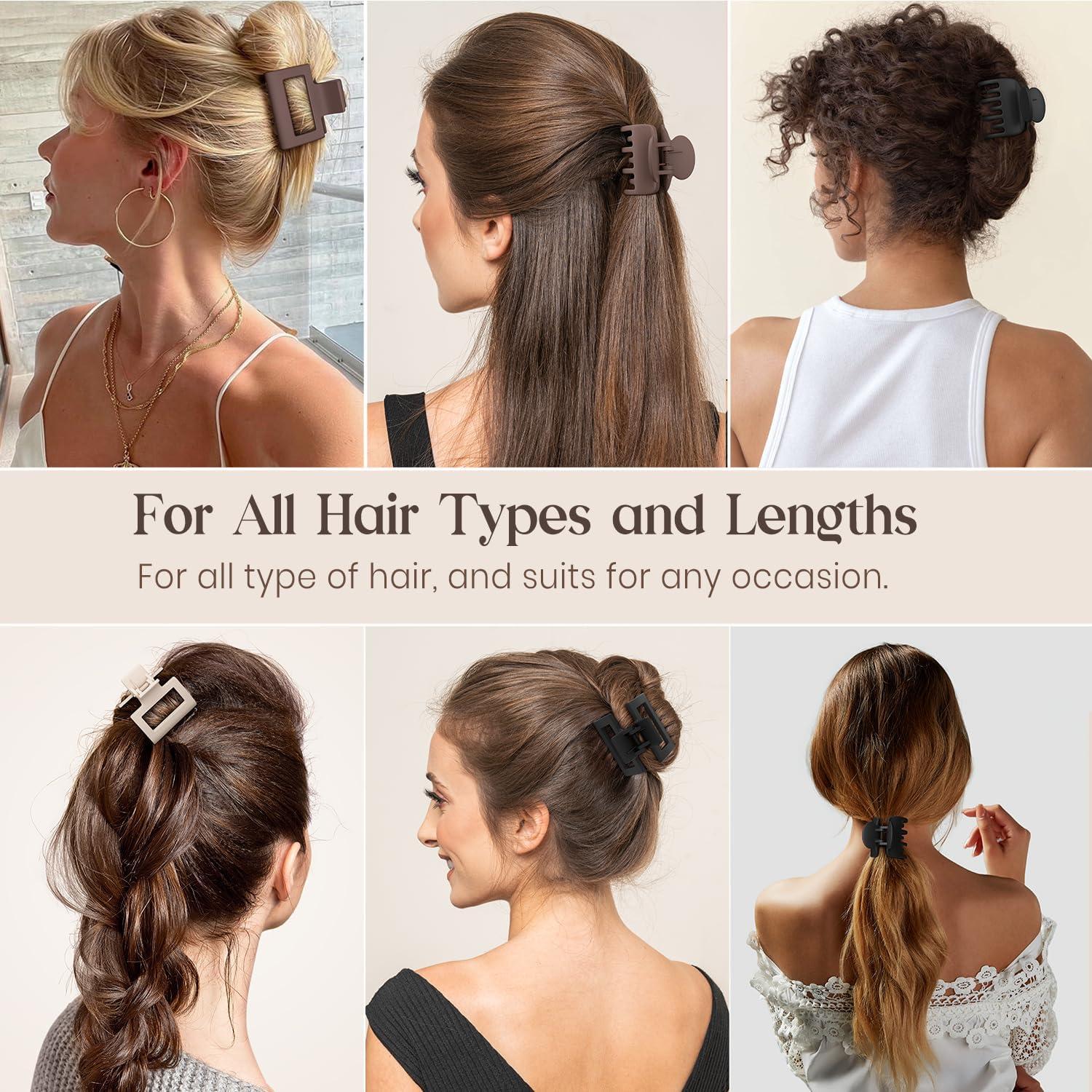 Haarklammer Set - 8pcs Damen Mädchen Hair Claw Clips rechteckig matt Doppelreihen 1,6 Zinken