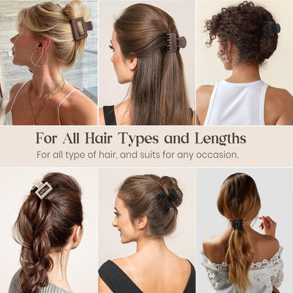 Haarklammer Set - 8pcs Damen Mädchen Hair Claw Clips rechteckig matt Doppelreihen 1,6 Zinken