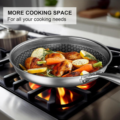 Edelstahl Bratpfanne 26 cm Antihaft Induktion Wok Pfanne