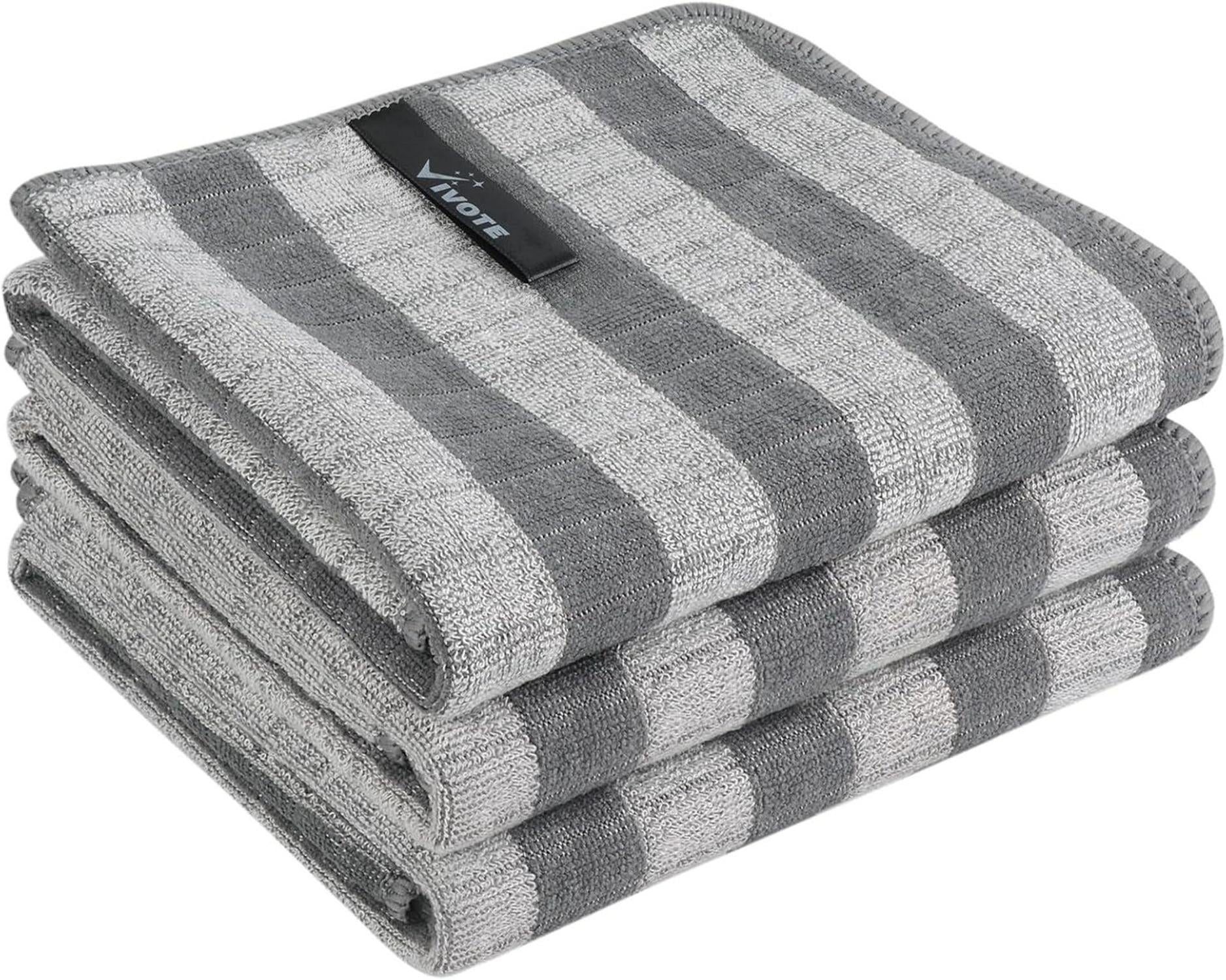 Mikrofaser Bambus Geschirrtücher Weich Saugfähig 40x60 Grau 3er Set