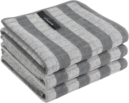 Mikrofaser Bambus Geschirrtücher Weich Saugfähig 40x60 Grau 3er Set