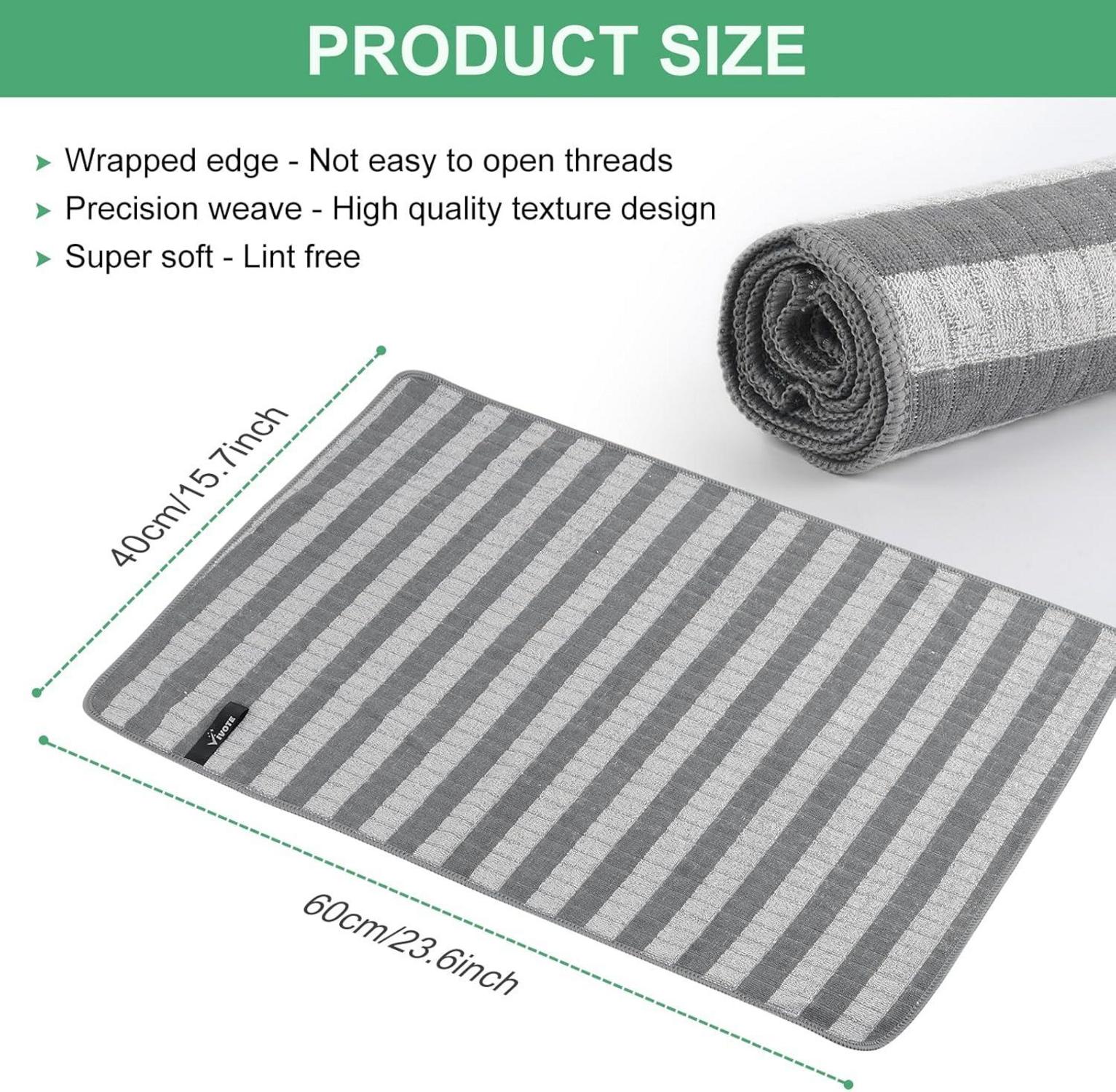 Mikrofaser Bambusfaser Geschirrtücher 40x60 Grau 3er-Set
