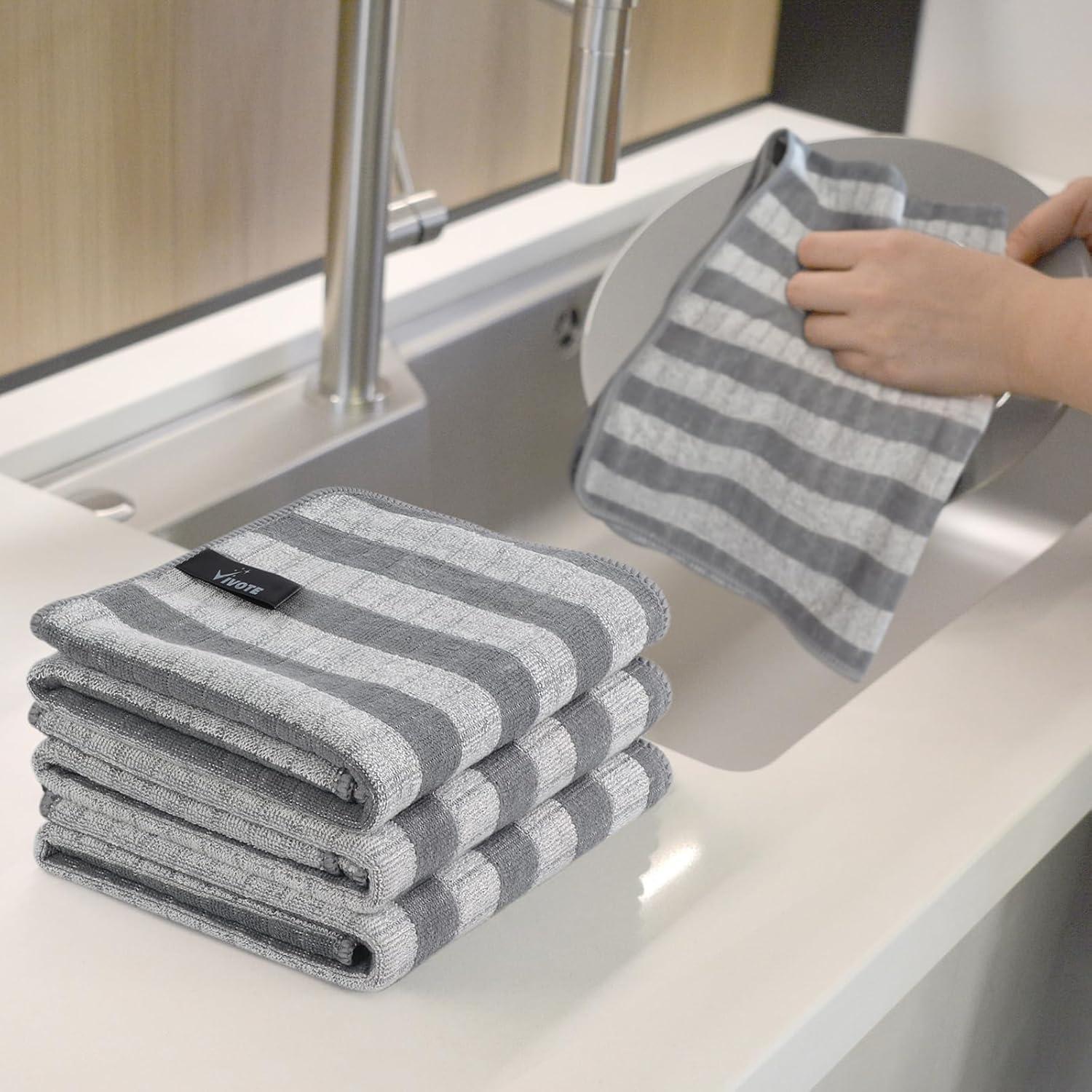 Mikrofaser Bambus Geschirrtücher 3er Set Grau 40*60cm