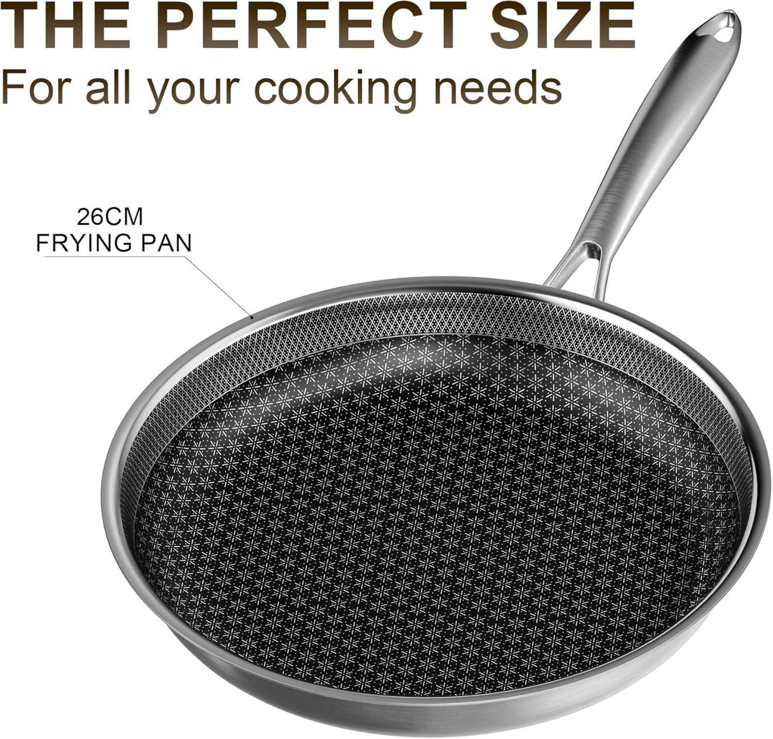 26 cm Edelstahl Bratpfanne Induktion Antihaft Wok Pfanne mit