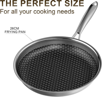 26 cm Edelstahl Bratpfanne Induktion Antihaft Wok Pfanne mit