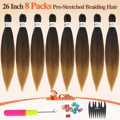66cm Ombre Braiding Haarverlängerungen – 8er Pack – T1B/30/27