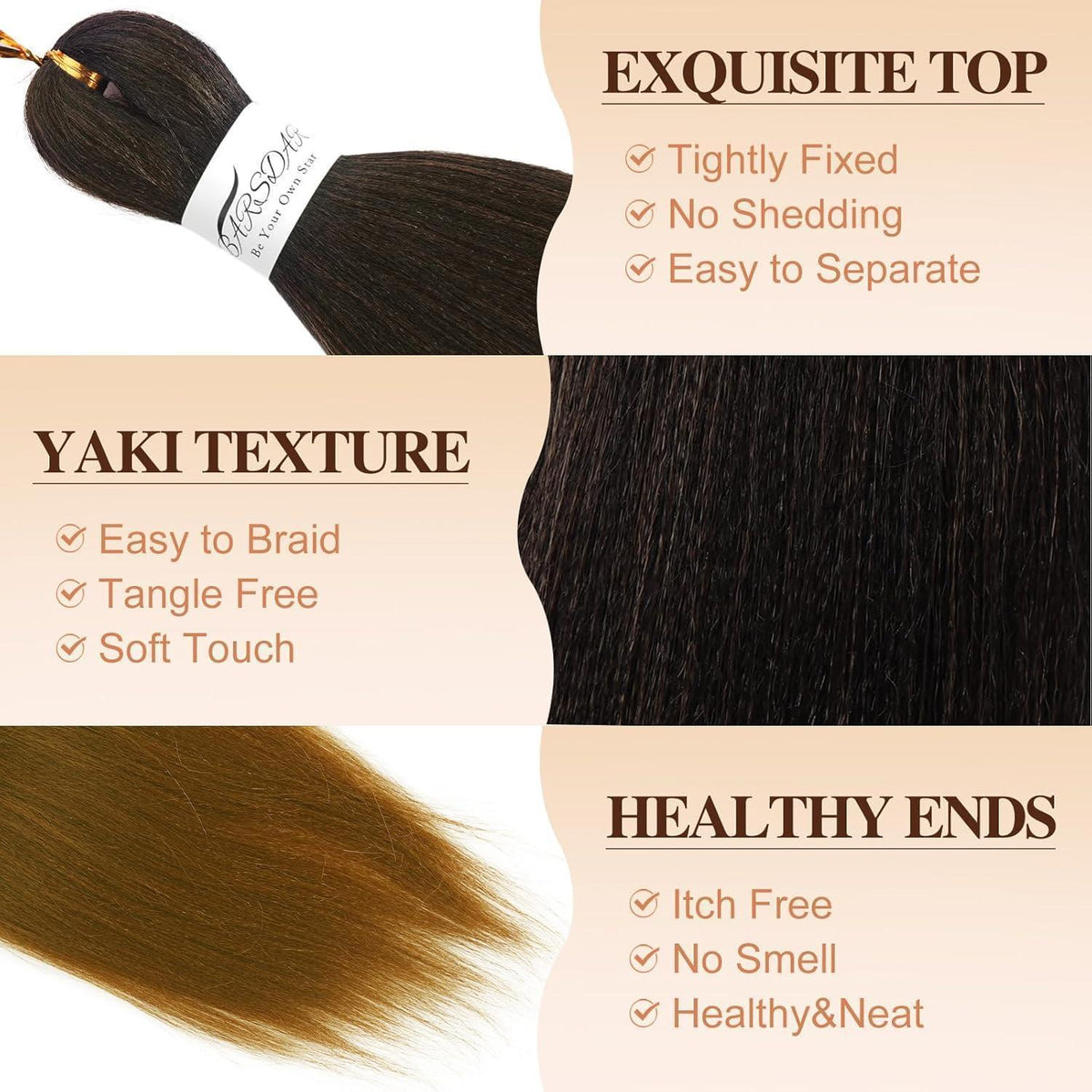 66cm Ombre Braiding Haarverlängerungen – 8er Pack – T1B/30/27