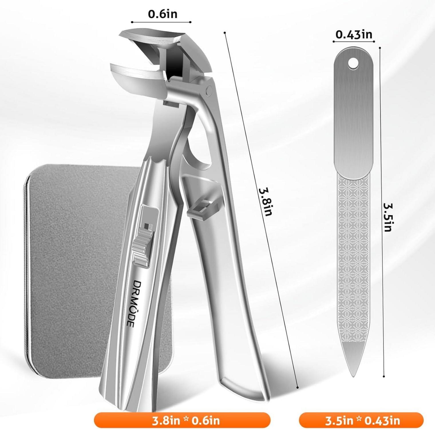 Winkelkopf Nagelknipser für dicke Nägel mit Auffangbehälter - Premium Stahl - Silber
