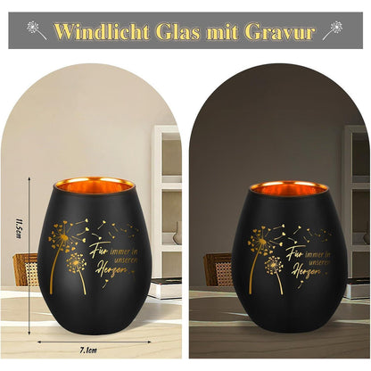 Trauerlicht mit Gravur "Für immer in unseren Herzen"